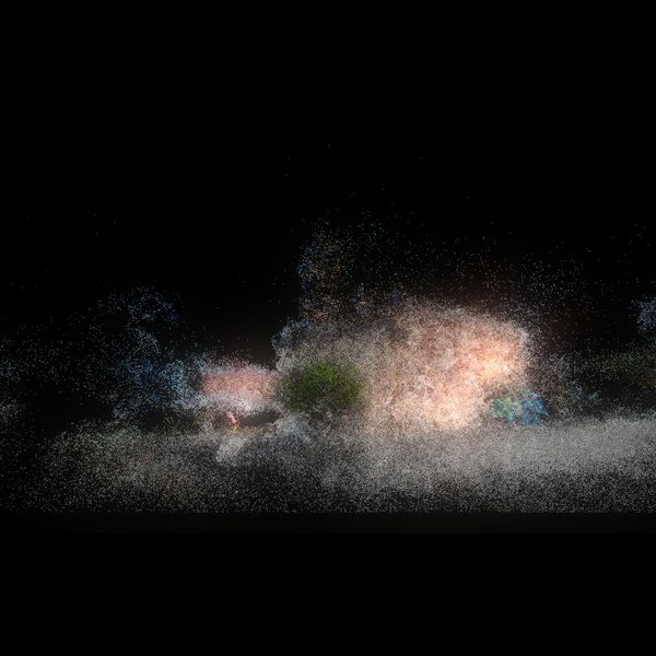 Now — the Town Hall dissolved into points of light